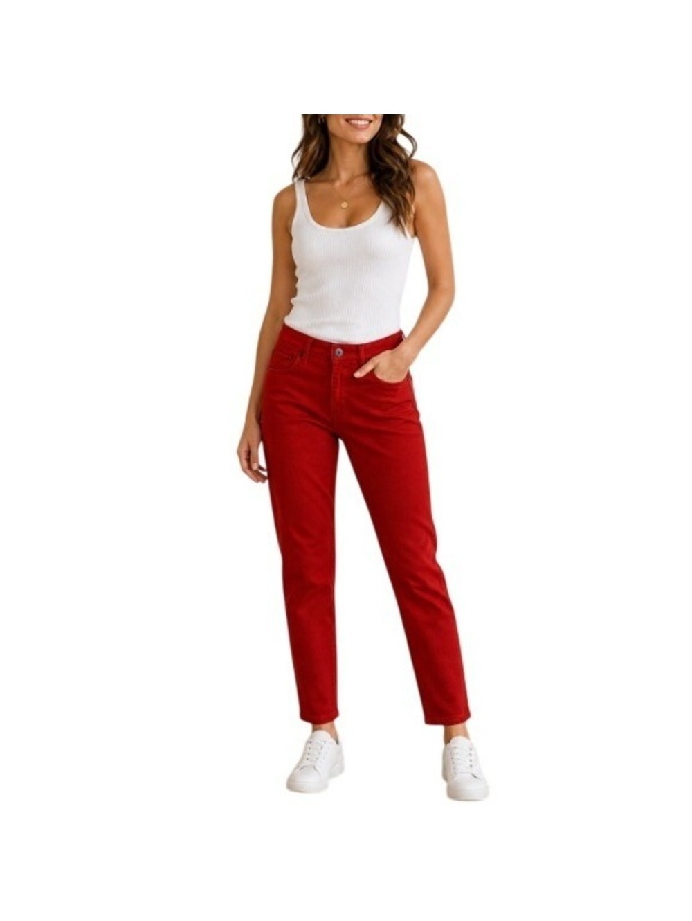 SR vs Sandrine Rose Women's Blood Red Skinny Jeans Ankle Flax Denim Pant Size 27